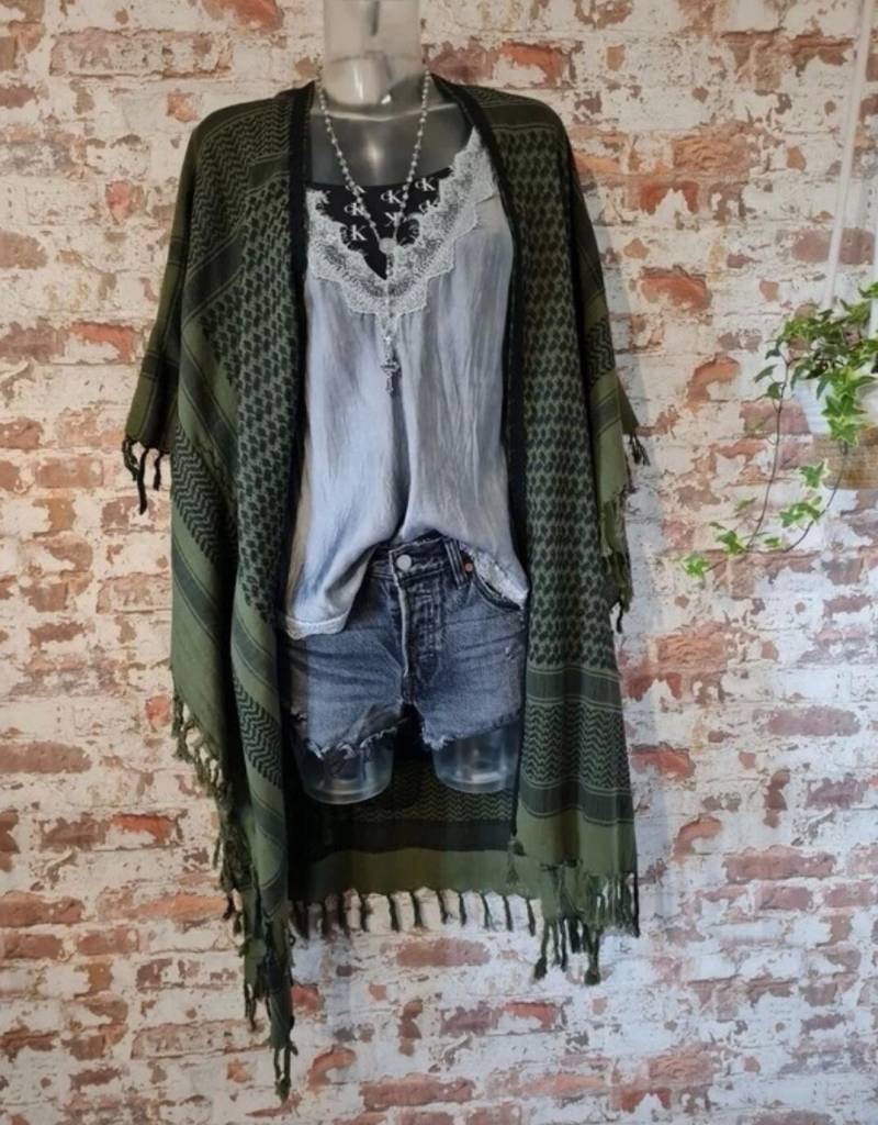 Nici Couture Pali Kimono Oversize Ibiza Tunika Medium Kaftan Boho Poncho - Olive Schwarz Kleid Robe Khaki von NiCiCOUTUREfashion