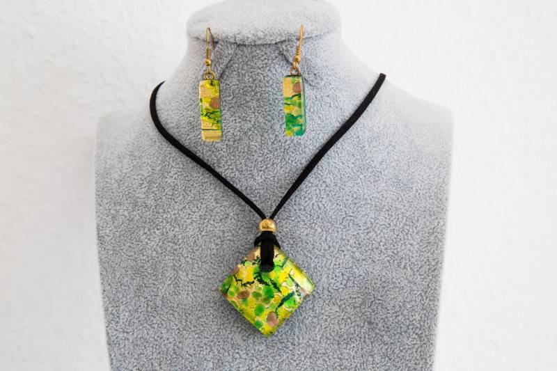 Schmuckset_Original Murano Glaskunst_Kette/Anhänger Und Ohrringe_Handgemacht in Italien_Exklusiv_Unikat_#04_2 von NiDAesclusivo