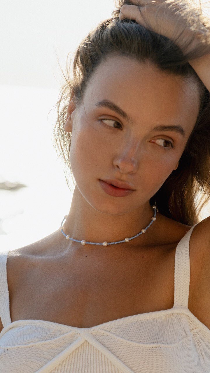 Perlen Und Halskette Für Frauen, Meerjungfrau Als Geschenk Sie, Surfer Mit Naturperlen, Zierliche Ukraine Schmuck Perlen Und Halskette Für Frauen, Meerjungfrau Als Geschenk Sie, Surfer Mit Naturperlen, Zierliche Ukraine Schmuck von NiGramaDramy