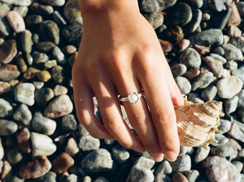 sterling Silber Süßwasser Perle Ring, Band Verstellbar von NiGramaDramy