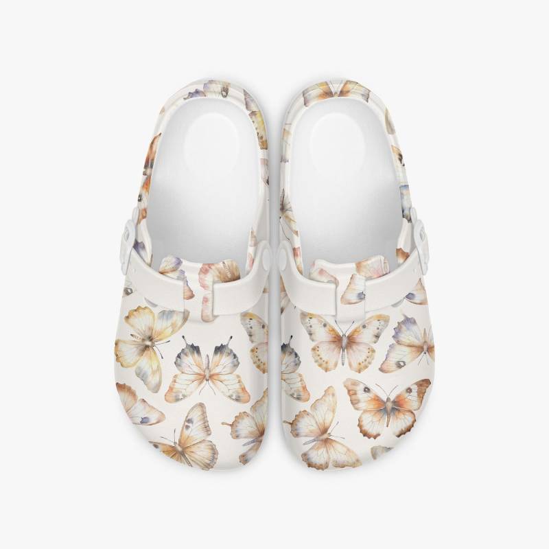 Beige Damen Clogs Mit Schmetterlingsmuster, Bequeme Arbeitsclogs, Pantoletten Und Sandalen Für Krankenschwestern, Pflege, Garten & Freizeit von NiHisWelt