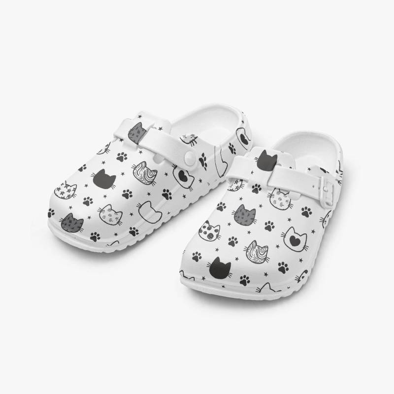Clogs Katzen Damen - Arbeitsclogs Pflege Krankenschwester, Bequeme Pantoletten Mit Tiermotiv, Hausschuhe Praxis, Geschenk Tierliebhaber von NiHisWelt