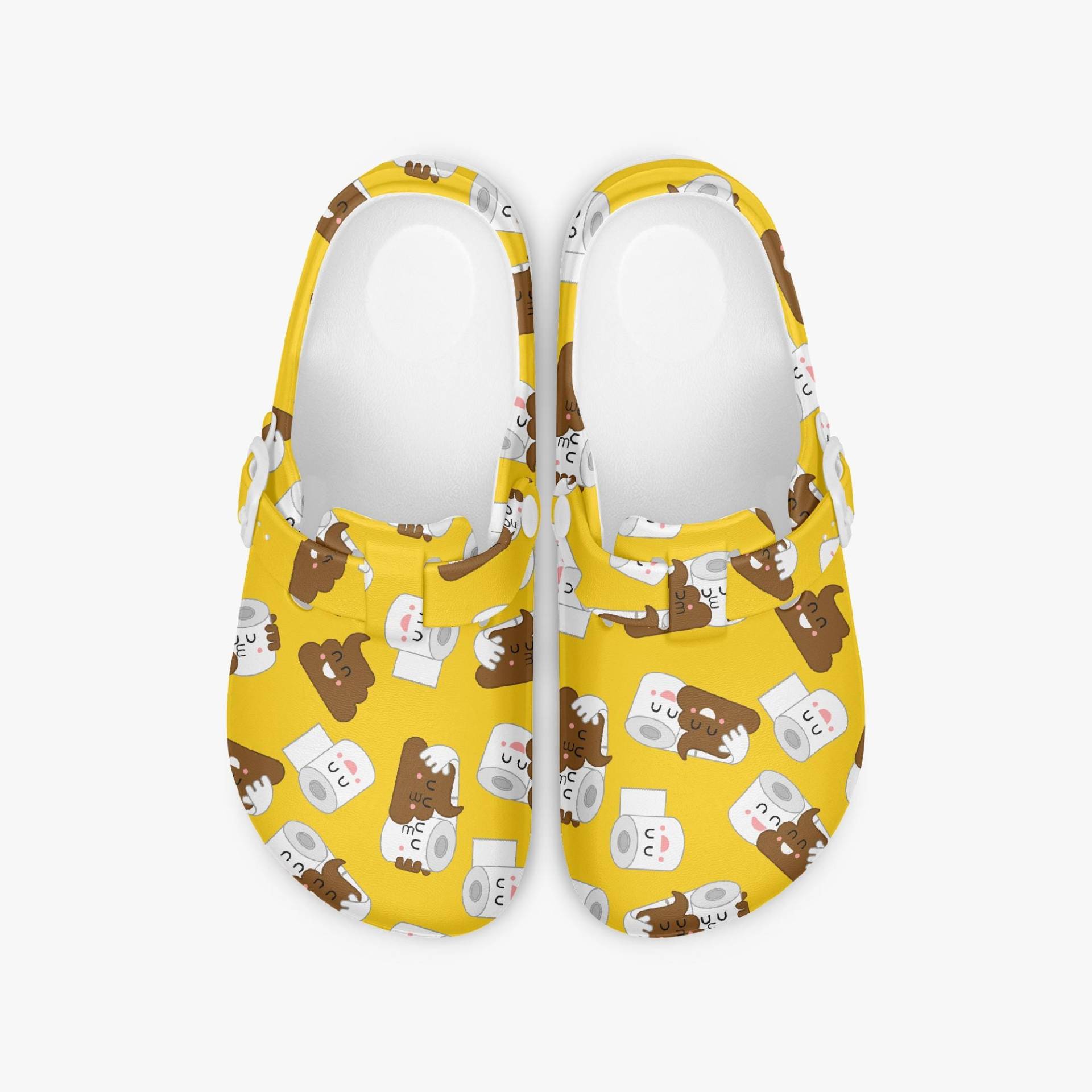 Gelbe Clogs Mit Witzigem Cartoon Print, Lustige Hausschuhe Unisex, Bequeme Slip-On Schuhe Emoji Muster, Geschenkidee Für Männer & Frauen von NiHisWelt