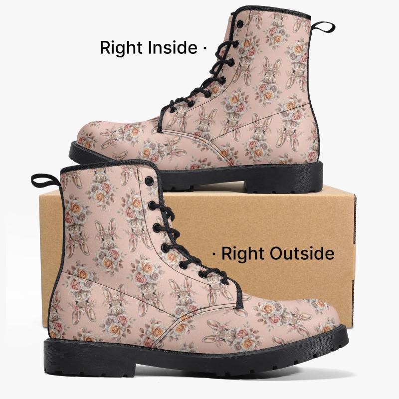 Herbst-Winter Mädchenstiefel - Hasen Design Florale Stiefeletten Winterstiefel Für Mädchen Frauen, Warme Boots, Leder Blumenstiefel von NiHisWelt