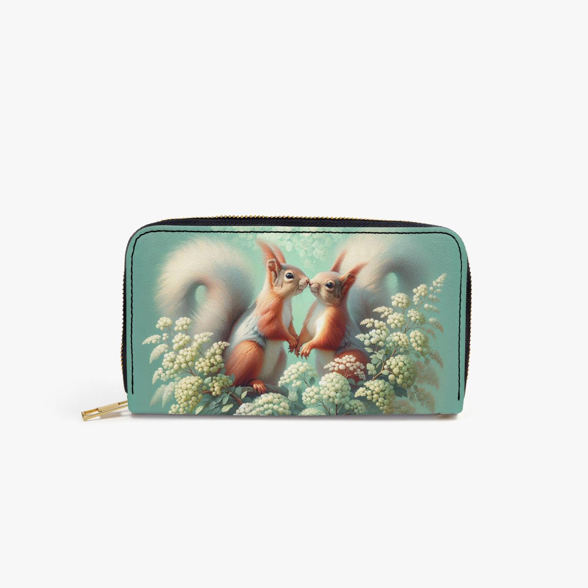 Reißverschluss Portemonnaie Eichhörnchen, Brieftasche Damen Mintgrün, Geldbörse Mit Tiermotiv, Geldbeutel Waldtier Design, Geschenkidee von NiHisWelt