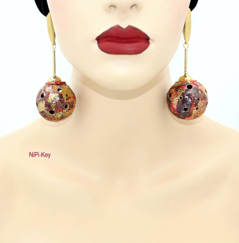 Unwiderstehliche Rießige Hängeohrringe Bunt Gold An Ohrsteckern Edelstahl Leicht, Extravagant Bigbowl Polmerton Unwiderstehliche Rießige Hängeohrringe Bunt Gold An Ohrsteckern Edelstahl Leicht, Extravagant Bigbowl Polmerton von NiPiKey