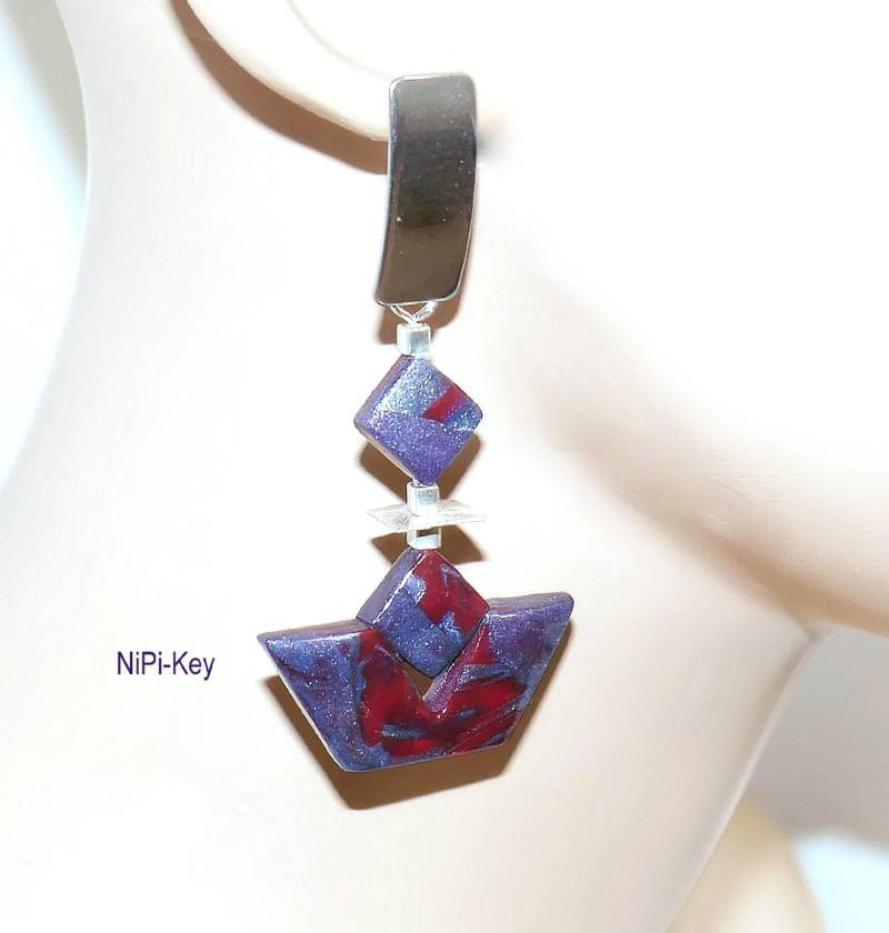 Ohrringe Glänzend Leicht Supi Lange Ohrstecker Handarbeit Unikat Hängeohrringe Polymer Clay, Fimo Barca Ohrringe Glänzend Leicht Supi Lange Ohrstecker Handarbeit Unikat Hängeohrringe Polymer Clay, Fimo Barca von NiPiKey