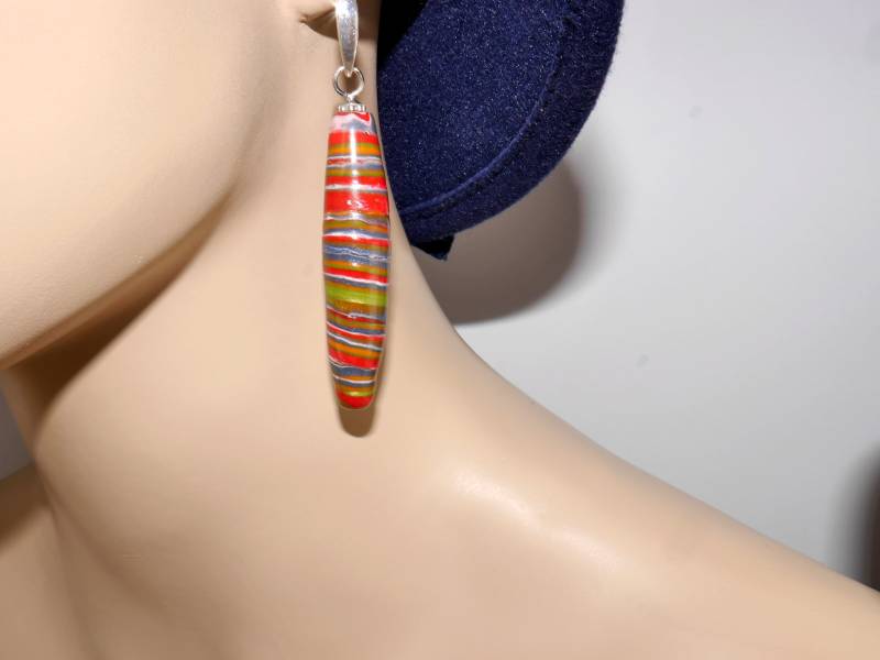 Ohrringe Kunterbunt Silber Lange Hängeohrringe Unikat Handarbeit Wowfaktor Aus Polymer Clay, Fimo von NiPiKey