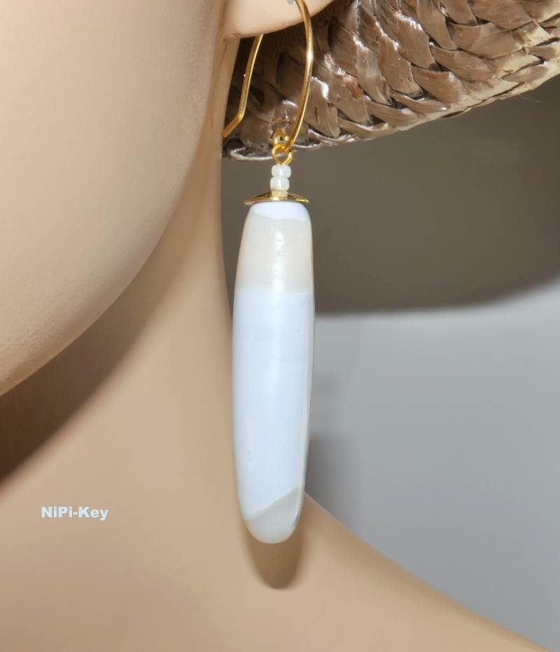 Ohrringe Tolle Hellblau Transparent Gold Farbe Hängeohrringe Unikat Handarbeit Erfreulich Aus Polymer Clay von NiPiKey