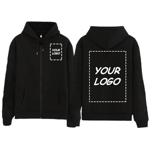 NiQiShangMao Anpassbare Hoodies Männer Frauen Personalisierte Reißverschluss Hoodie Sweatshirt Design Ihre Eigene Benutzerdefinierte Hoodie Jacke Black,S von NiQiShangMao
