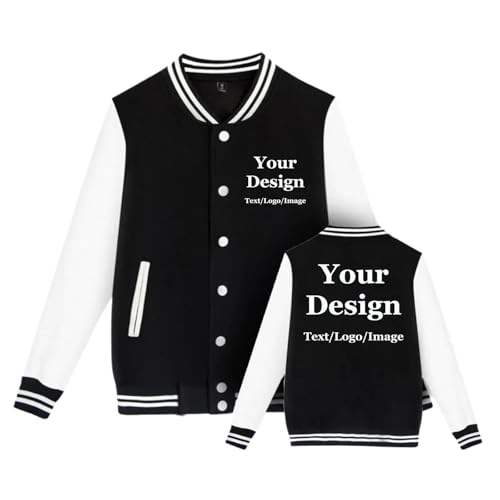 NiQiShangMao Benutzerdefinierte Männer Baseball Jacke Personalisiertes Paar College Casual Coat Custom Photo/Text/Logo Druck Sweatshirt Jungen Mädchen Mädchen Color1,M von NiQiShangMao