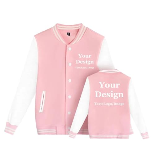 NiQiShangMao Benutzerdefinierte Männer Baseball Jacke Personalisiertes Paar College Casual Coat Custom Photo/Text/Logo Druck Sweatshirt Jungen Mädchen Mädchen Color2,M von NiQiShangMao