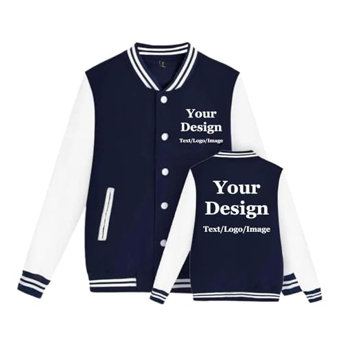 NiQiShangMao Benutzerdefinierte Männer Baseball Jacke Personalisiertes Paar College Casual Coat Custom Photo/Text/Logo Druck Sweatshirt Jungen Mädchen Mädchen Color3,M von NiQiShangMao