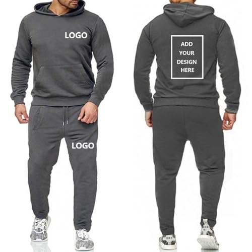 NiQiShangMao Benutzerdefiniertes Logo Herren Trainingsanzug Set Personalisierte Hoodies Jogginghose 2-teilige Sportbekleidung Warmer Pullover Sweatshirt + Jogginghose Color5,S von NiQiShangMao