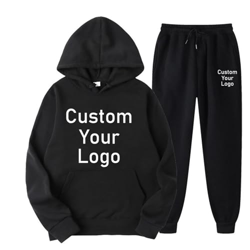 NiQiShangMao Personalisierte Logo Foto Text Trainingsanzug Herren Damen Hoodie Kapuzenpullover Hosen Bedruckt Sweatshirts Sportbekleidung Gestaltung Geschenke Color1,M von NiQiShangMao