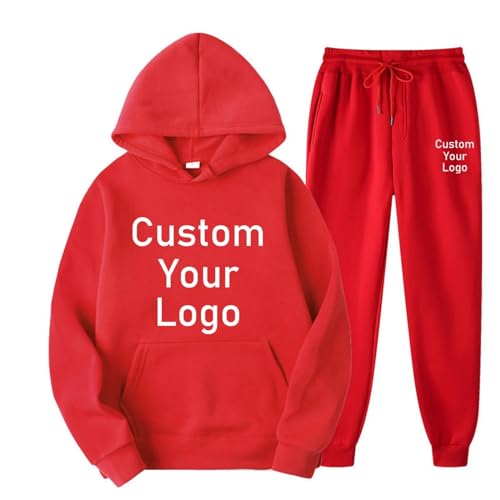 NiQiShangMao Personalisierte Logo Foto Text Trainingsanzug Herren Damen Hoodie Kapuzenpullover Hosen Bedruckt Sweatshirts Sportbekleidung Gestaltung Geschenke Color7,XL von NiQiShangMao