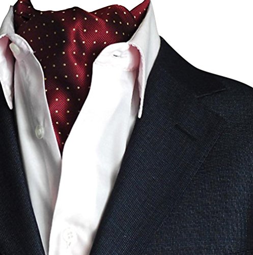 NiSeng Herren Jacquard Ascot Elegent Necktie Ascotkrawatte Paisley Krawatte Cravat Krawatten Accessoires für Festliche Veranstaltungen Weinrot#1 von NiSeng