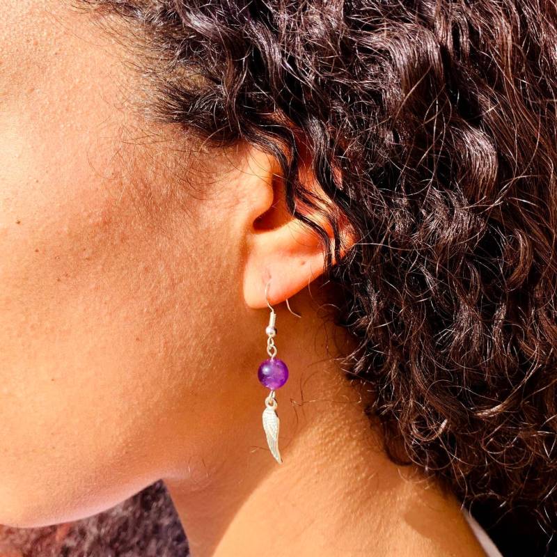 Amethyst Und Engelsflügel Ohrringe, Silber Lila Ohrringe Für Frauen Geschenk Sie Geburtstag Weihnachten Heilung Schmuck Amethyst Und Engelsflügel Ohrringe, Silber Lila Ohrringe Für Frauen Geschenk Sie Geburtstag Weihnachten Heilung Schmuck von Nia9Jewellery