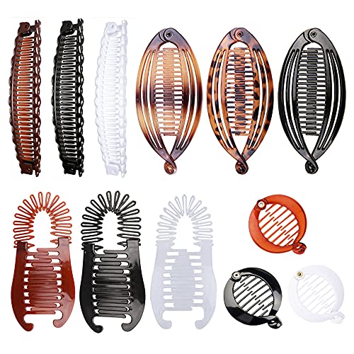 Niaciswe Bananen Haarspangen 12 Stücke Bananenspange Haare Bananenhaarspangen Damen Fischschwanz Haarspangen Fischkämme Bananengriff für Frauen Mädchen Kunststoff Bananen Clips Haar 4 Stile von Niaciswe