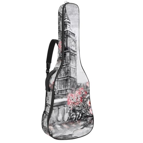 Niaocpwy Akustikgitarre Gigbag 1cm Dicke Polsterung, wasserdichte E-Gitarrentasche 40-42 Zoll Gitarrentasche Rucksack mit Dual Schultergurt, niedliche Sonnenbrille Kaktus Topf Cartoon Kunst, von Niaocpwy