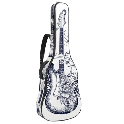 Niaocpwy Akustikgitarre Gigbag 40 41 42 Zoll Gitarrentasche für E-Bass Klassikgitarre, exotisches nahtloses Dschungelmuster, Mehrfarbig 09, 42.9x16.9x4.7 in, Taschen-Organizer von Niaocpwy