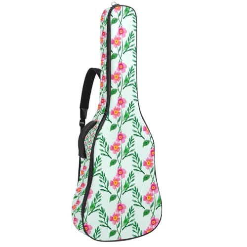 Niaocpwy Gitarrentasche für Akustikgitarre, 101,6 cm, 106,7 cm, für E-Bass, klassische Gitarre, rot-gelb, Blumenmuster, tropische Farbe, Mehrfarbig 07, 42.9x16.9x4.7 in, Taschen-Organizer von Niaocpwy