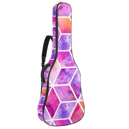 Niaocpwy Gitarrentasche in voller Größe, gepolstert, für E-Gitarre, Bass, klassische Gitarre, geometrisch, Rosa, Multicolor 01, 42.9x16.9x4.7 in, Taschen-Organizer von Niaocpwy