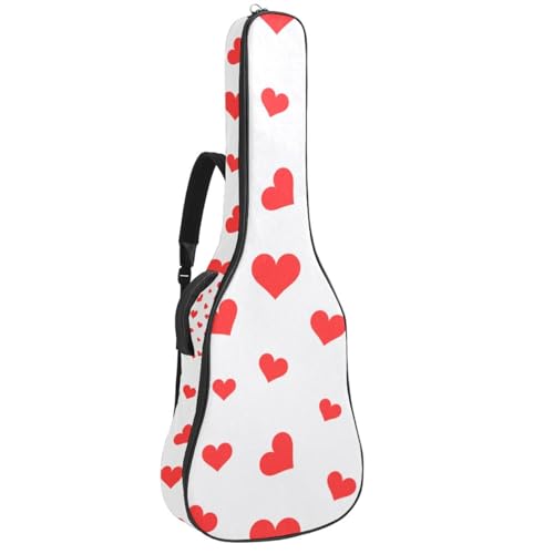 Niaocpwy Gitarrentasche in voller Größe, rotes Herzmuster, gepolsterter Gitarrenkoffer, wasserdicht, 101,6 cm, 104,4 cm, 106,7 cm, Multicolor 01, 42.9x16.9x4.7 in, Taschen-Organizer von Niaocpwy