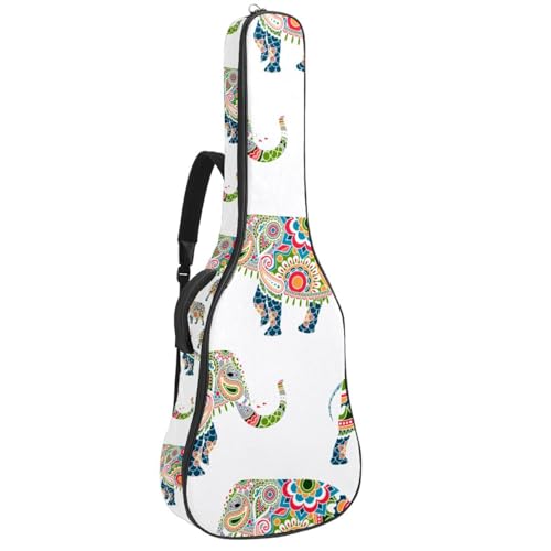 Niaocpwy Gitarrentasche mit süßem Fuchs-Herbstlaub-Muster, volle Größe, gepolsterte Akustikgitarre, Gigbag für E-Bass, Konzertgitarre, Mehrfarbig 02, 42.9x16.9x4.7 in, Taschen-Organizer von Niaocpwy