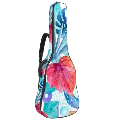 Niaocpwy Gitarrentasche mit tropischen Blättern, gepolstert, für E-Gitarre, Bass, Konzertgitarre, Mehrfarbig 04, 42.9x16.9x4.7 in, Taschen-Organizer von Niaocpwy