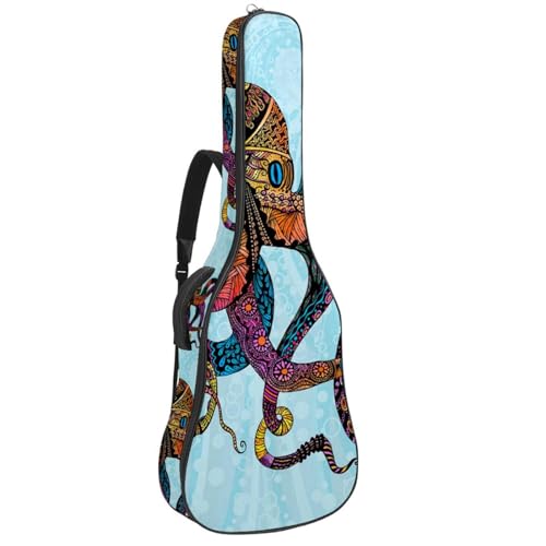 Niaocpwy Ocean Life Jellyfish Octopus Seaweed Navy Full Size Guitar Bag Padded Acoustic Guitar Case Gig Bag for Electric Bass Classical Guitar, Mehrfarbig 03, 42.9x16.9x4.7 in, Taschen-Organizer von Niaocpwy
