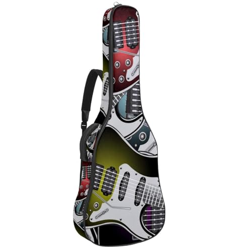 Niaocpwy Tasche für Akustikgitarre, wasserdicht, mit verstellbarem Schultergurt und Taschen, Motiv: Grunge UK-Flagge, Mehrfarbig 02, 42.9x16.9x4.7 in, Taschen-Organizer von Niaocpwy