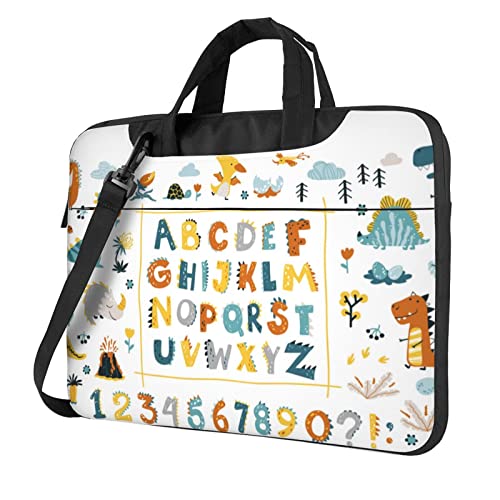 Laptoptasche Laptoptasche 13 Zoll Computertaschen Alphabet und Zahlen Dino-Druck gepolsterte Hülle für Damen und Herren von Niapessel