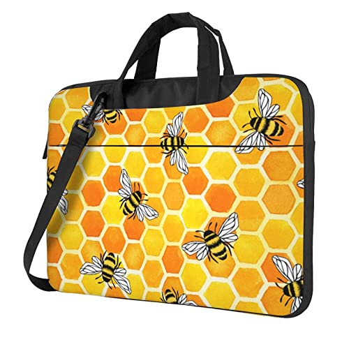 Laptoptasche Laptoptasche 14 Zoll Computertaschen Gelb Waben und Bienen gedruckt gepolsterte Hülle für Damen und Herren von Niapessel