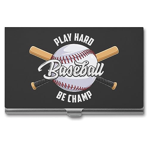 Niapessel Visitenkartenhalter, Baseballball-Druck, schmal, tragbar, Metall, Visitenkartenetui für Damen und Herren, 9,4 x 5,6 x 0,8 cm von Niapessel