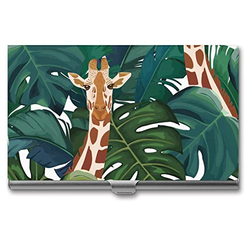 Niapessel Visitenkartenhalter, Giraffen-Palmblatt-Druck, schlank, tragbar, Metall, Visitenkartenetui für Damen und Herren, 9,4 x 5,6 x 0,8 cm, Giraffe Palmblatt, Modern Niapessel Visitenkartenhalter, Giraffen-Palmblatt-Druck, schlank, tragbar, Metall, Visitenkartenetui für Damen und Herren, 9,4 x 5,6 x 0,8 cm, Giraffe Palmblatt, Modern von Niapessel