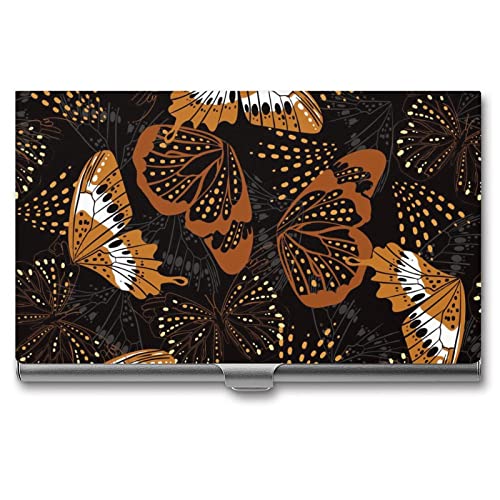 Niapessel Visitenkartenhalter, Schmetterlingsflügel-Druck, schmal, tragbar, Metall, Visitenkartenetui für Damen und Herren, 9,4 x 5,6 x 0,8 cm, Schmetterlingsflügel, Modern von Niapessel