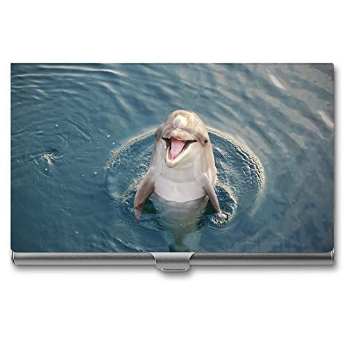 Niapessel Visitenkartenhalter, lustiger Delfindruck, schmal, tragbar, Metall, Visitenkartenetui für Damen und Herren, 9,4 x 5,6 x 0,8 cm Niapessel Visitenkartenhalter, lustiger Delfindruck, schmal, tragbar, Metall, Visitenkartenetui für Damen und Herren, 9,4 x 5,6 x 0,8 cm von Niapessel