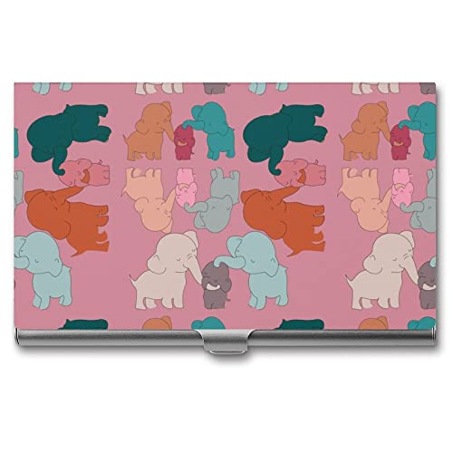 Niapessel Visitenkartenhalter, mehrfarbige Elefanten auf rosa Drucktasche, schlank, tragbar, Metall, Visitenkartenetui für Damen und Herren, 9,4 x 5,6 x 0,8 cm, Mehrfarbige Elefanten auf Pink, Modern Niapessel Visitenkartenhalter, mehrfarbige Elefanten auf rosa Drucktasche, schlank, tragbar, Metall, Visitenkartenetui für Damen und Herren, 9,4 x 5,6 x 0,8 cm, Mehrfarbige Elefanten auf Pink, Modern von Niapessel