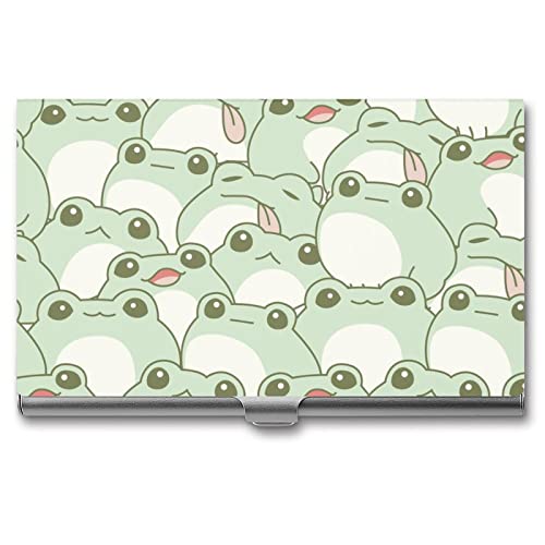 Niapessel Visitenkartenhalter, niedlicher Froschdruck, schmal, tragbar, Metall, Visitenkartenetui für Damen und Herren, 9,4 x 5,6 x 0,8 cm, Süßer Frosch, Modern von Niapessel