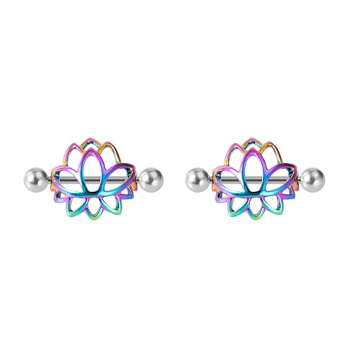 Brustwarzenpiercing mit Lotusblüte, Barbell-Ringe für Frauen, Chirurgenstahl, hypoallergen, leicht, florales Brustwarzenpiercing, niedliche Brustwarzenpiercings, Zungenpiercing, Körperpiercing Brustwarzenpiercing mit Lotusblüte, Barbell-Ringe für Frauen, Chirurgenstahl, hypoallergen, leicht, florales Brustwarzenpiercing, niedliche Brustwarzenpiercings, Zungenpiercing, Körperpiercing von Niaspi