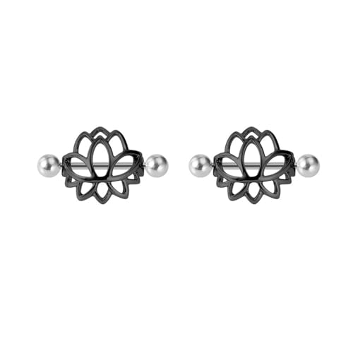 Brustwarzenpiercing mit Lotusblüte, Barbell-Ringe für Frauen, Chirurgenstahl, hypoallergen, leicht, florales Brustwarzenpiercing, niedliche Brustwarzenpiercings, Zungenpiercing, Körperpiercing Brustwarzenpiercing mit Lotusblüte, Barbell-Ringe für Frauen, Chirurgenstahl, hypoallergen, leicht, florales Brustwarzenpiercing, niedliche Brustwarzenpiercings, Zungenpiercing, Körperpiercing von Niaspi