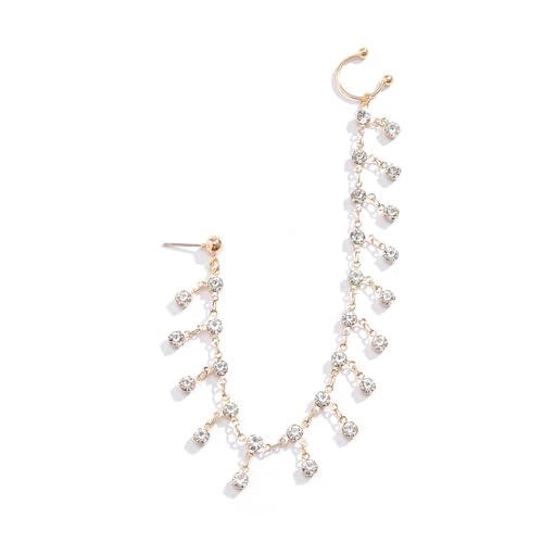 CZ Fake Nasenring Kette Piercing Ohrring für Frauen Bohemian Indian Kristall Quaste Tropfen Nase zu Ohr Kette Hypoallergen Leicht Sommer Accessoires Schmuck, Einheitsgröße, Metall, Kein Edelstein von Niaspi