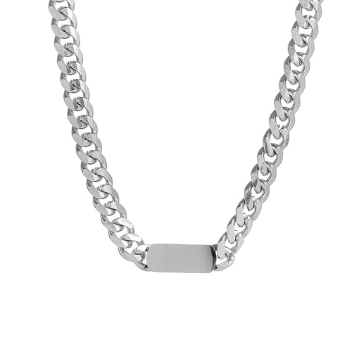 Niaspi Cuban Chain Choker-Halskette aus Edelstahl für Damen, verstellbare Kette in 94 cm + 12,7 cm, minimalistischer rechteckiger Anhänger, modisch, personalisierbar, dicke Gliederketten, Schmuck Niaspi Cuban Chain Choker-Halskette aus Edelstahl für Damen, verstellbare Kette in 94 cm + 12,7 cm, minimalistischer rechteckiger Anhänger, modisch, personalisierbar, dicke Gliederketten, Schmuck von Niaspi