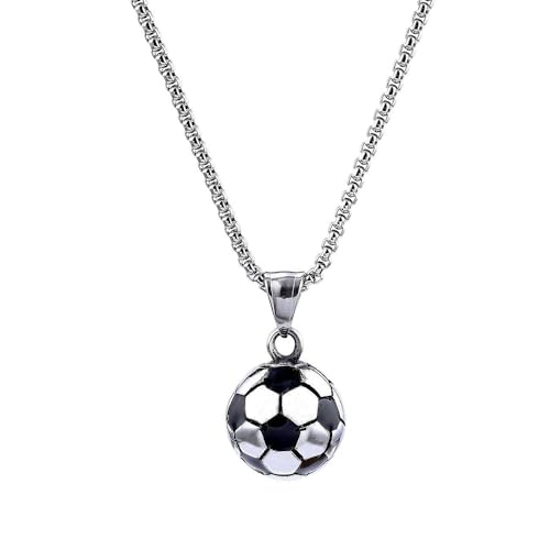 Niaspi Halskette mit Fußball-Anhänger, Edelstahl, niedlicher Fußball-Anhänger, modisch, einzigartig, schwarze Emaille, Sportball, Statement-Zubehör für Fans, beste Freunde, Schmuck, Geschenke Niaspi Halskette mit Fußball-Anhänger, Edelstahl, niedlicher Fußball-Anhänger, modisch, einzigartig, schwarze Emaille, Sportball, Statement-Zubehör für Fans, beste Freunde, Schmuck, Geschenke von Niaspi