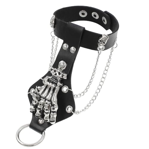Niaspi Leder-Handketten-Armband, Punk, PU-Lederarmband mit Fingerring, personalisierte geschichtete Quastenkette, Kristall, Spinne, Totenkopf, übertriebenes Halloween-Kostüm, Cosplay, Party-Schmuck Niaspi Leder-Handketten-Armband, Punk, PU-Lederarmband mit Fingerring, personalisierte geschichtete Quastenkette, Kristall, Spinne, Totenkopf, übertriebenes Halloween-Kostüm, Cosplay, Party-Schmuck von Niaspi