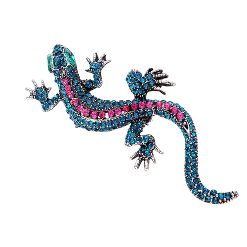 Niedliche Eidechsen-Brosche für Damen, rote und blaue Kristalle, Tier-Kostüm, Anstecknadel, glänzender Gecko, Halloween, Weihnachten, Party, Schmuck, Geschenke, Einheitsgröße, Metall Niedliche Eidechsen-Brosche für Damen, rote und blaue Kristalle, Tier-Kostüm, Anstecknadel, glänzender Gecko, Halloween, Weihnachten, Party, Schmuck, Geschenke, Einheitsgröße, Metall von Niaspi