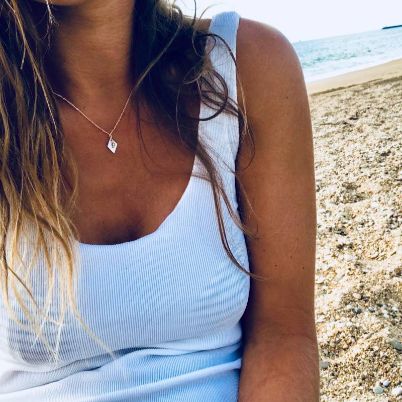 Losange Halskette in White Mother-Of-Pearl Auf Satellitenkanal Mit Hippie-Chic Und Boho-stil Bälle Losange Halskette in White Mother-Of-Pearl Auf Satellitenkanal Mit Hippie-Chic Und Boho-stil Bälle von NibbanaDesigns