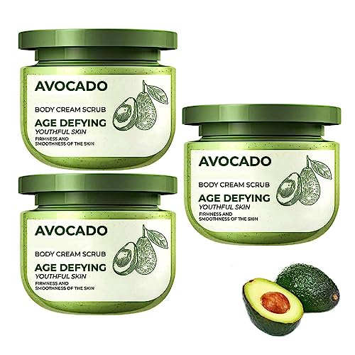 GFOUK Avocado-Körpercreme-Peeling, Avocado-Peeling, Himalaya-Salz, Körperpeeling, Anti-Cellulite-Körperpeeling für Frauen, Körperpeeling für Frauen, Peeling (3 Stück) von Niblido