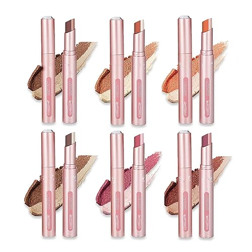 LustrousTwist 2 in 1 Creme Lidschatten Stick, Lustrous Twist Lidschatten Stick, 2 in 1 Lidschatten Stick, Wasserdichter Lidschatten Stick, Long Lasting Shadow Lidschatten Stick (6PC) von Niblido